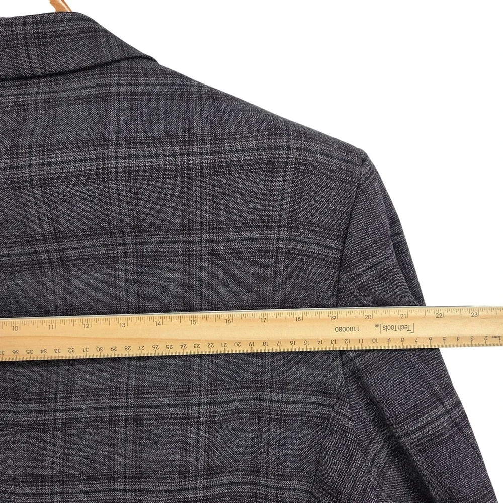 Jos A Bank‎ Traveler Blazer Mens 44R Grey Plaid Wool Blend Tailored Fit